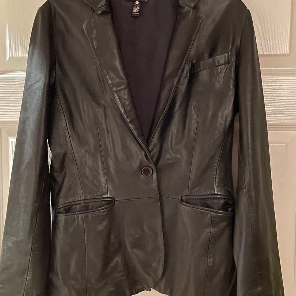 Women’s Aqua Leather Black Blazer New with tag